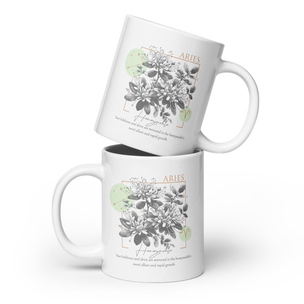 Aries Zodiac Honeysuckle Birth Flower 20 oz Mug - https://ascensionemporium.net