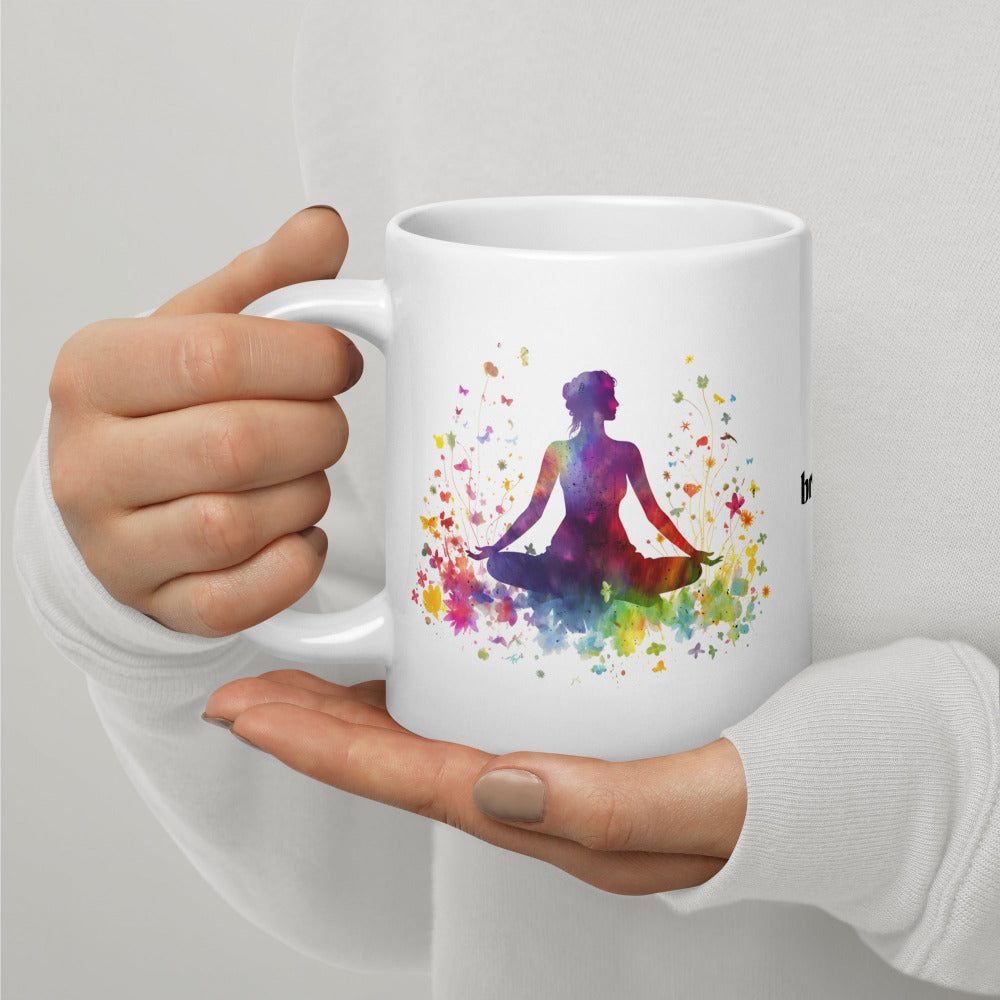 Breathe Yoga Meditation Mug - Rainbow Garden - 20 oz