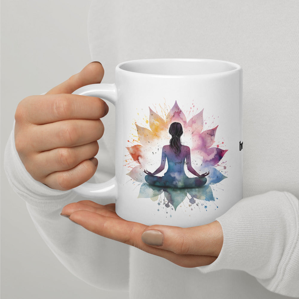 Breathe Yoga Meditation Mug - Flower Mandala - 20 oz