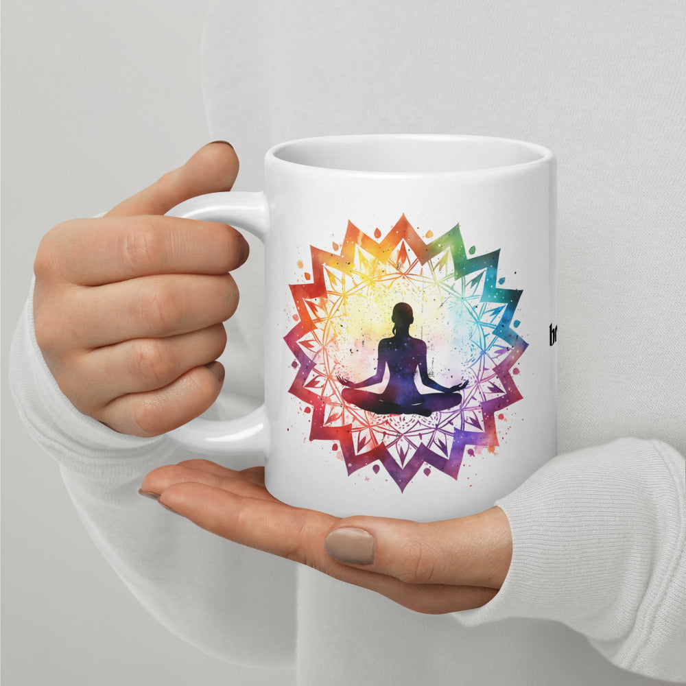 Breathe Yoga Meditation Mug - Chakra Mandala - 20 oz