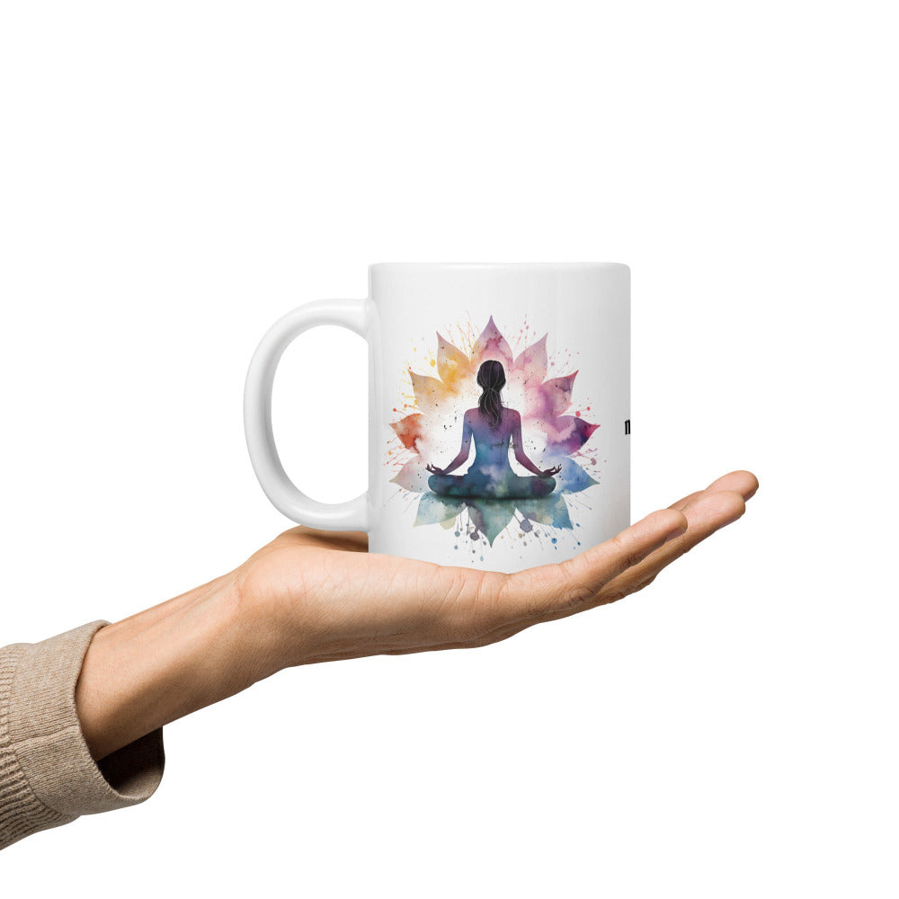 Namaste Yoga Meditation Mug - Flower Mandala - 20 oz