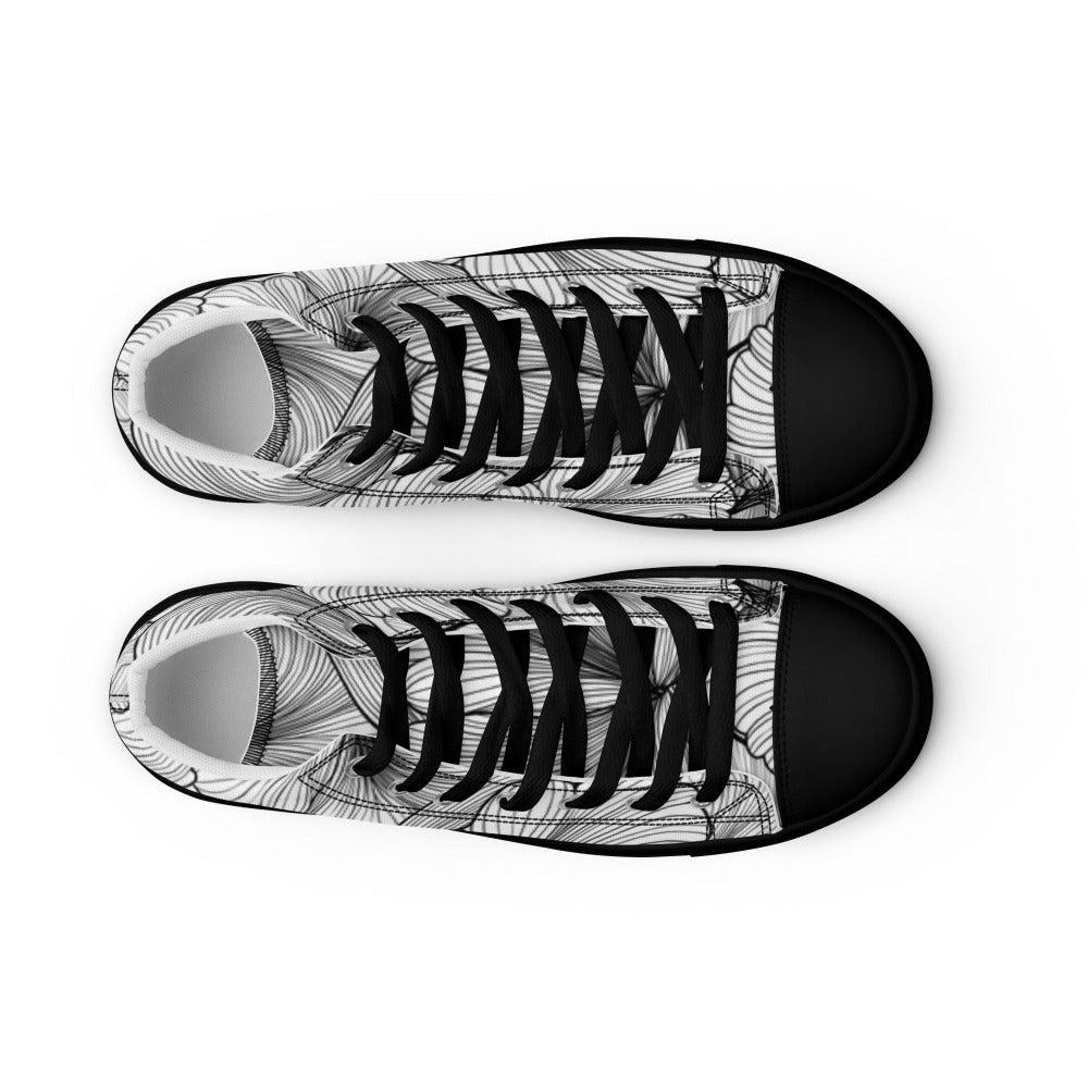 Flowing Petals Women’s High Top Sneakers - Black Color - https://ascensionemporium.net