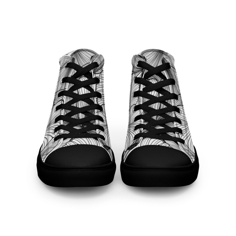 Flowing Petals Women’s High Top Sneakers - Black Color - https://ascensionemporium.net
