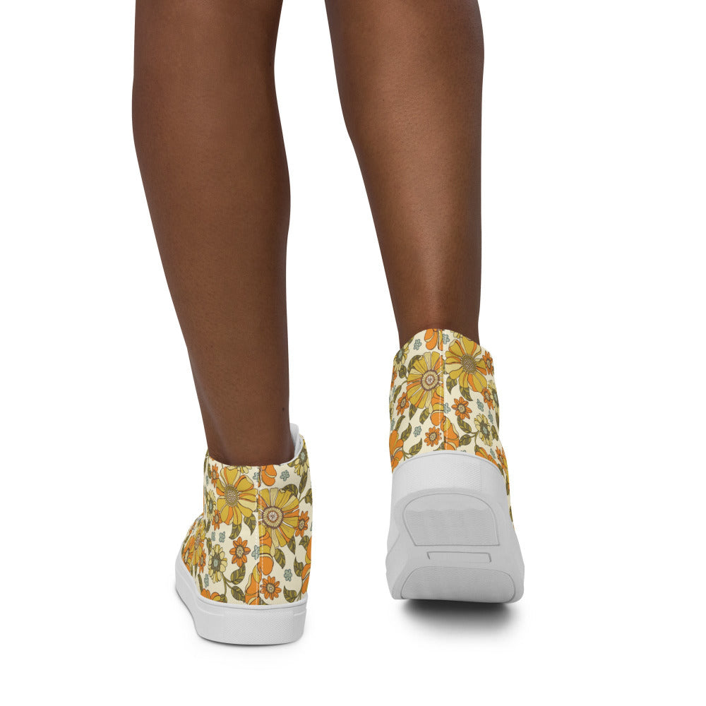 Golden Meadows Floral Women’s High Top Sneakers - https://ascensionemporium.net