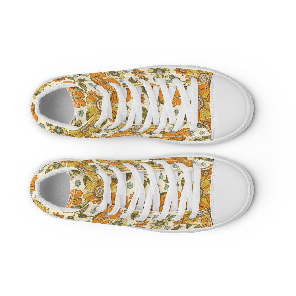 Golden Meadows Floral Women’s High Top Sneakers - https://ascensionemporium.net