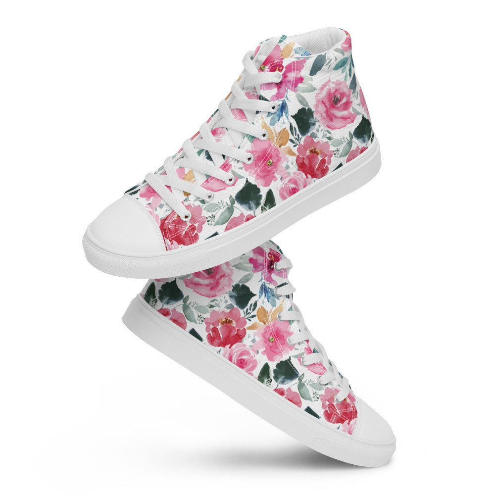 Pink Flower Power Women’s High Top Sneakers - https://ascensionemporium.net
