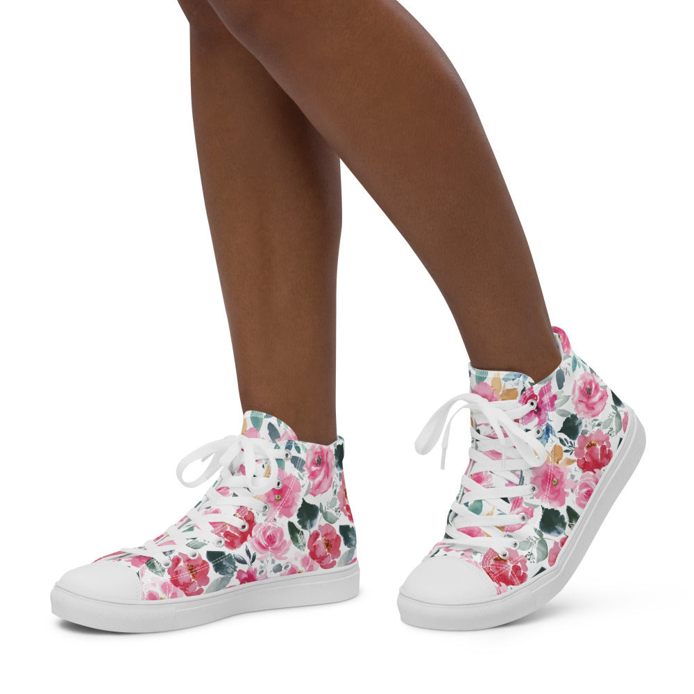 Pink Flower Power Women’s High Top Sneakers - https://ascensionemporium.net