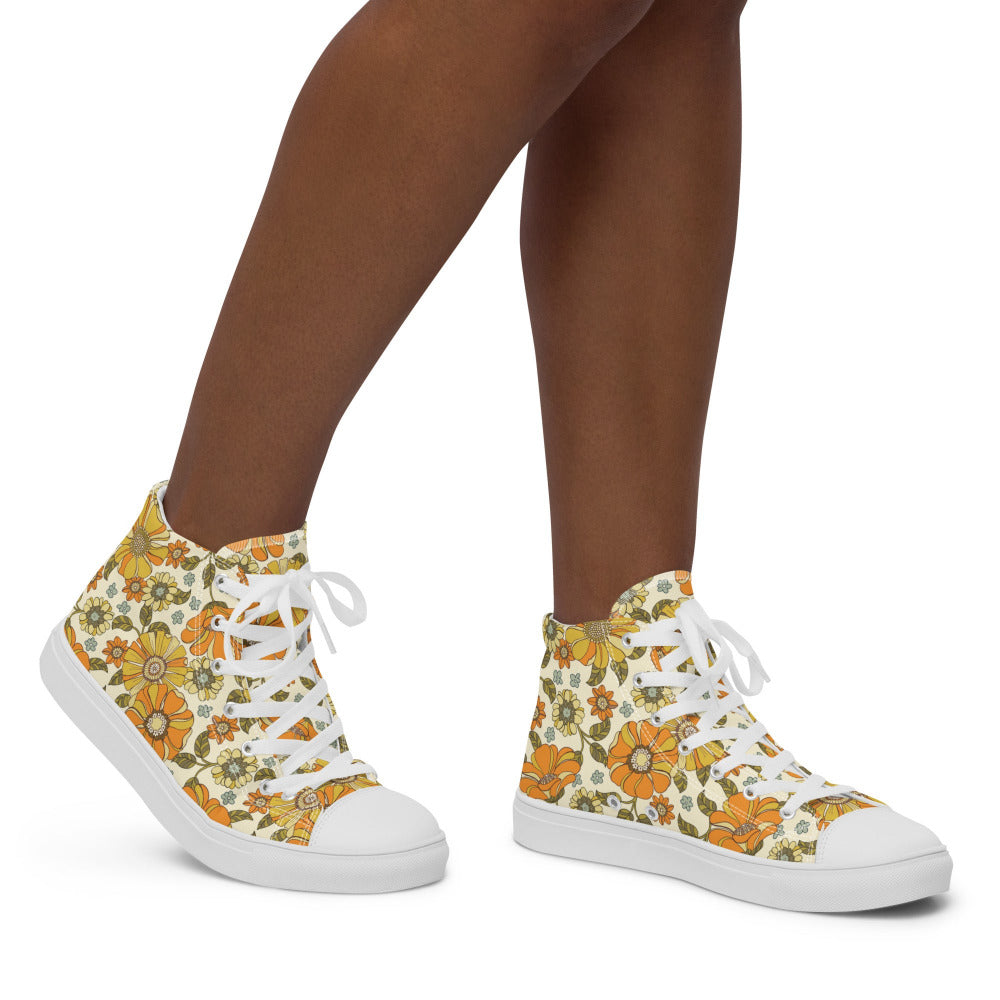 Golden Meadows Floral Women’s High Top Sneakers - https://ascensionemporium.net