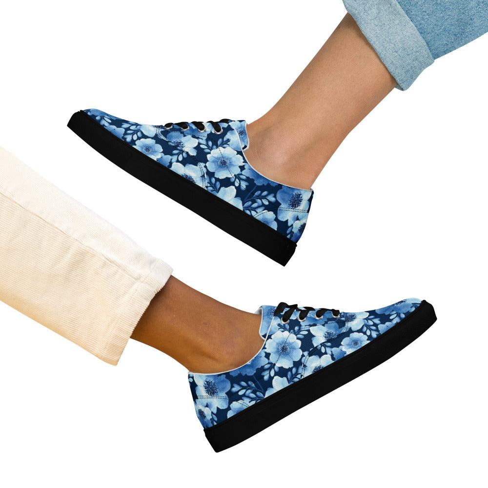True Blue Floral Women's Sneakers - https://ascensionemporium.net