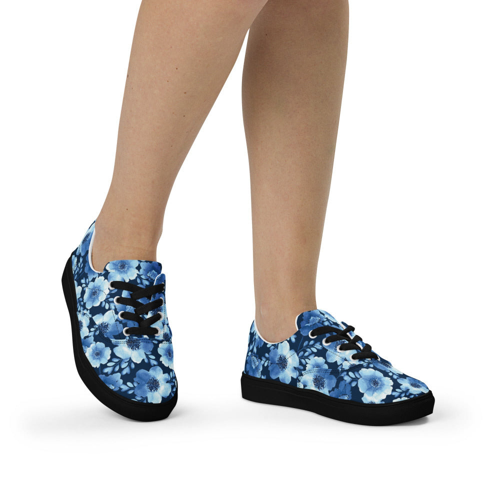 True Blue Floral Women's Sneakers - https://ascensionemporium.net