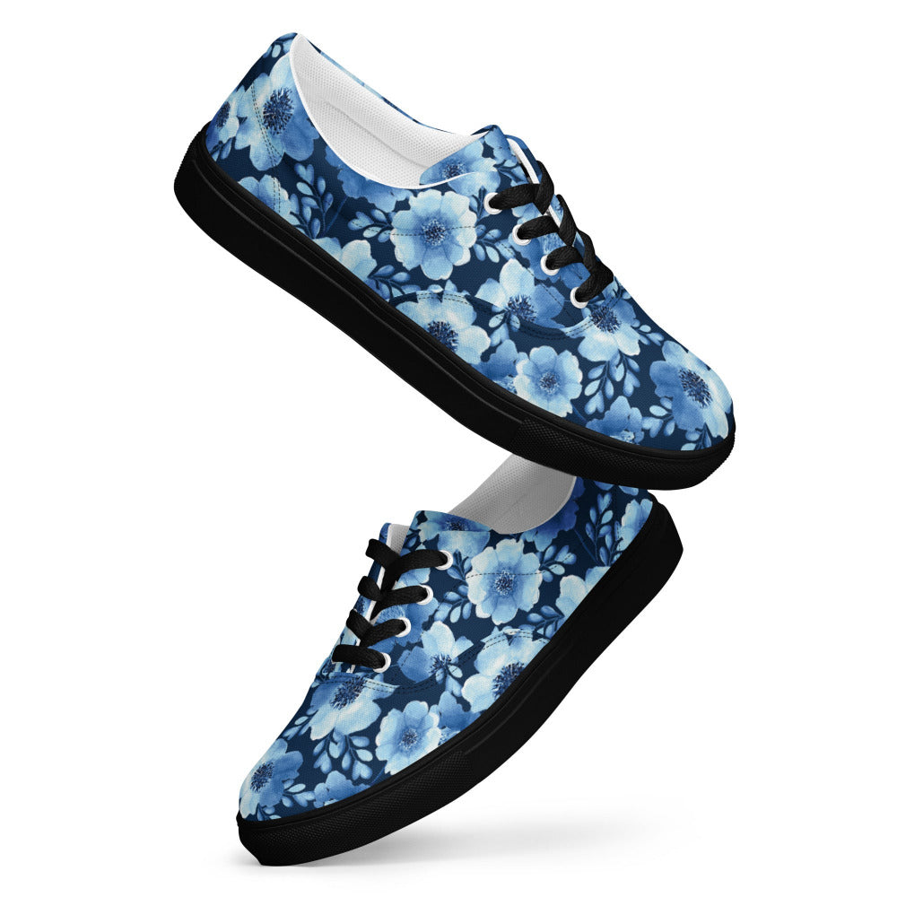 True Blue Floral Women's Sneakers - https://ascensionemporium.net