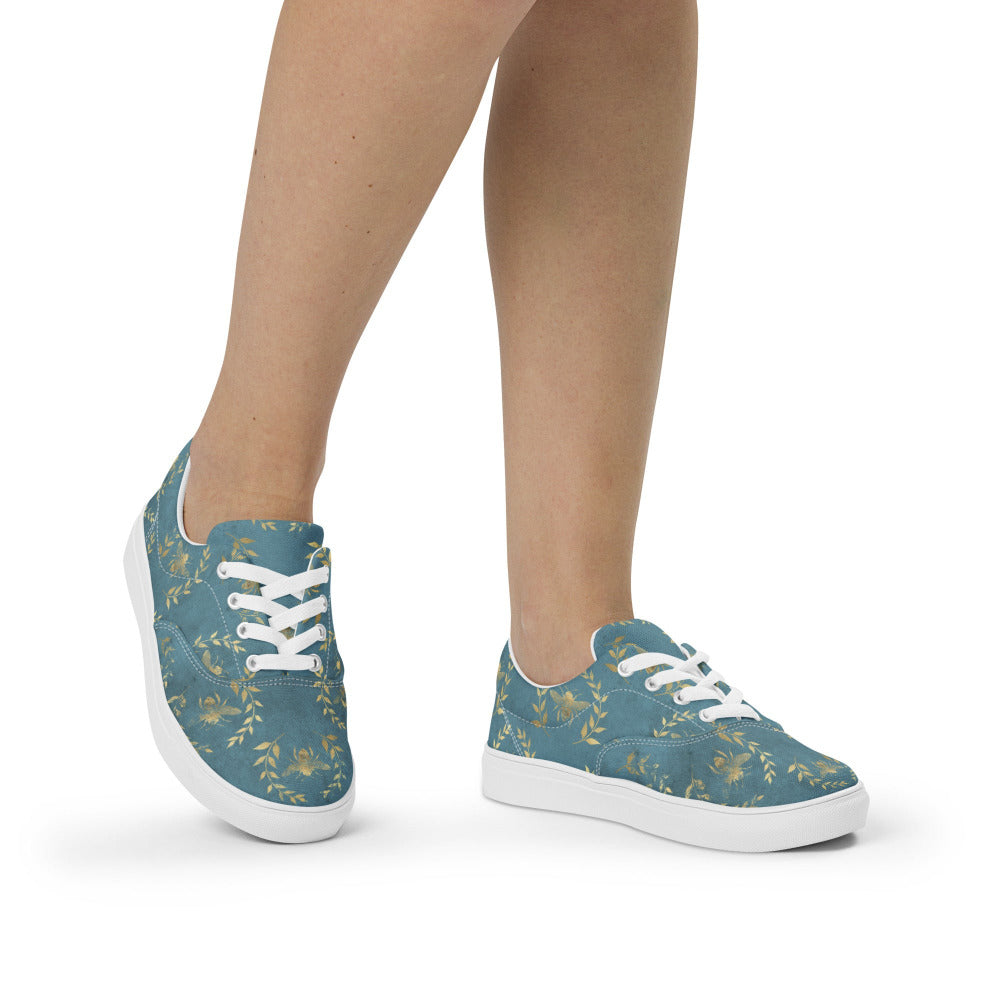 Glory Bee Women’s Canvas Sneakers - Aqua Blue Color - https://ascensionemporium.net