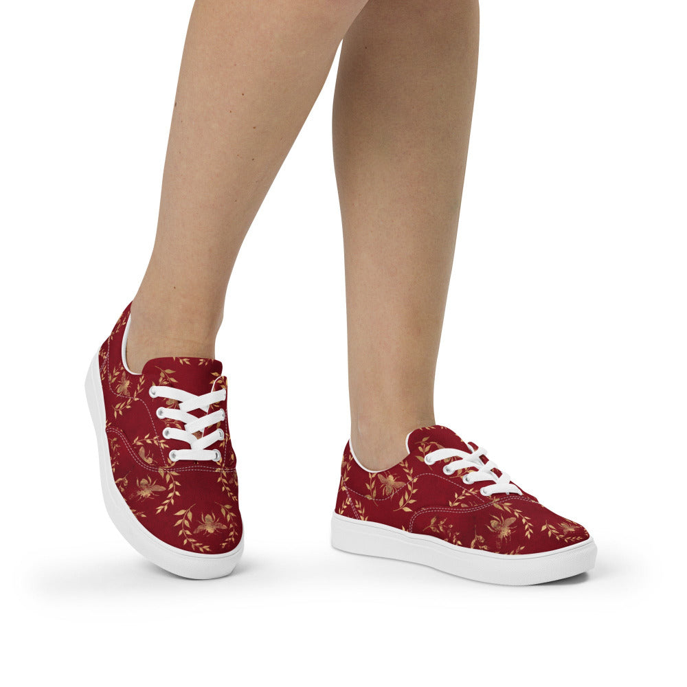 Glory Bee Women’s Canvas Sneakers - Wine Red Color - https://ascensionemporium.net