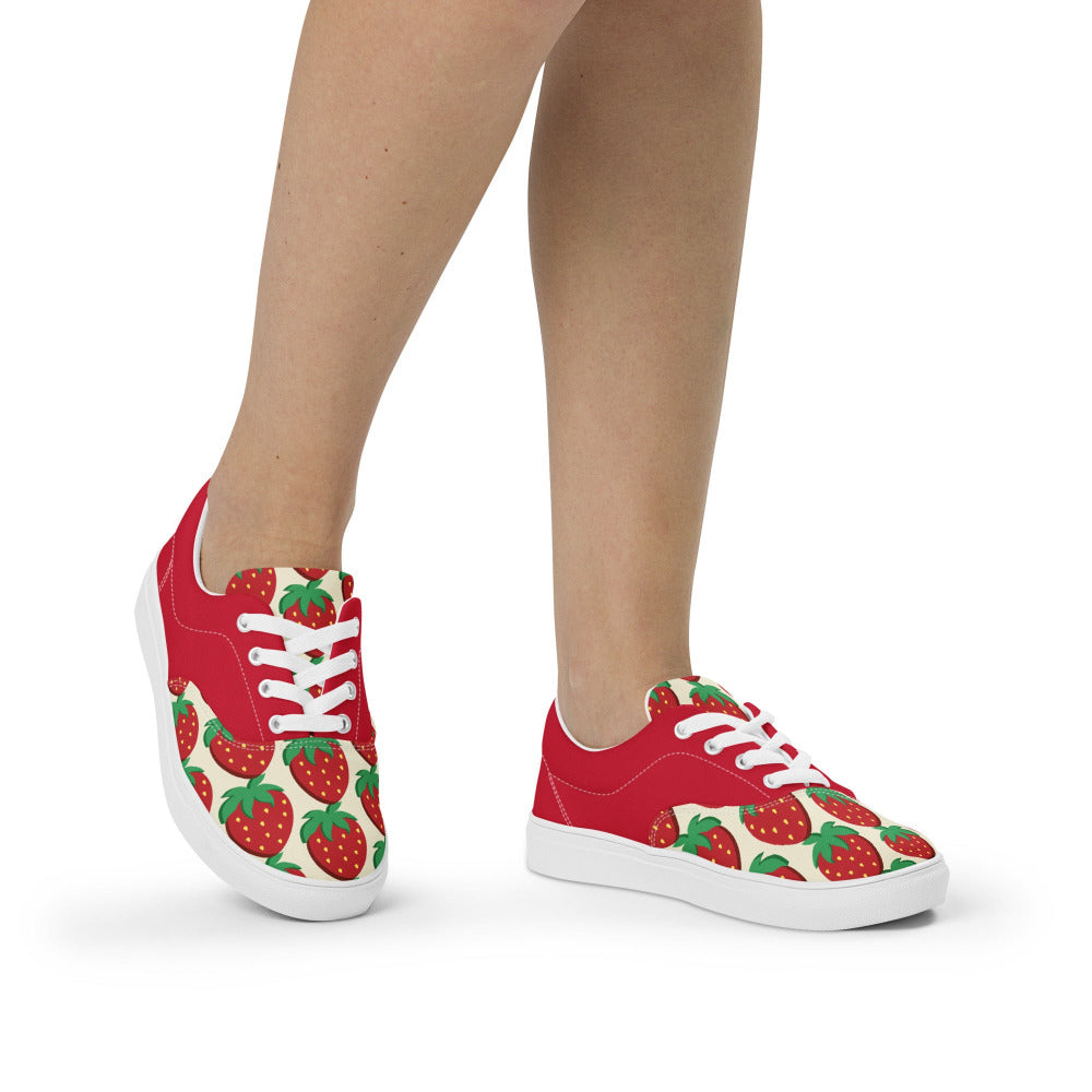 Strawberries And Cream Womens Canvas Sneakers - https://ascensionemporium.net