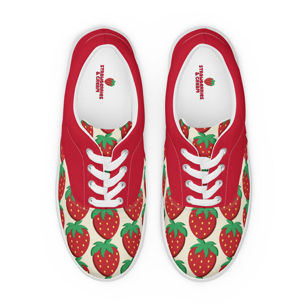 Strawberries And Cream Womens Canvas Sneakers - https://ascensionemporium.net