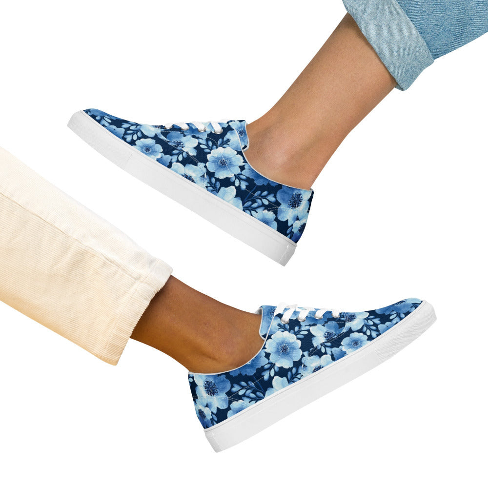 True Blue Floral Women's Sneakers - https://ascensionemporium.net