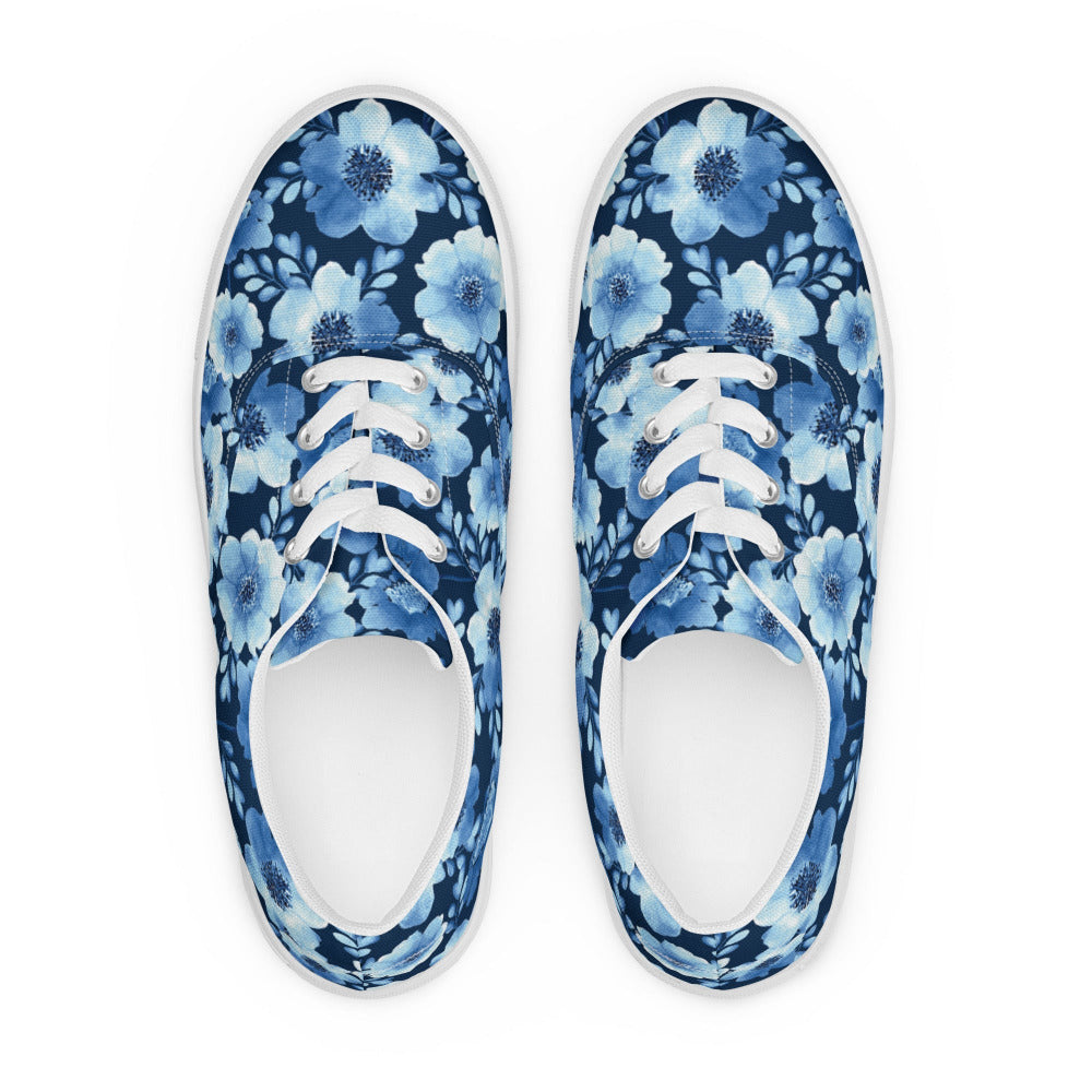 True Blue Floral Women's Sneakers - https://ascensionemporium.net