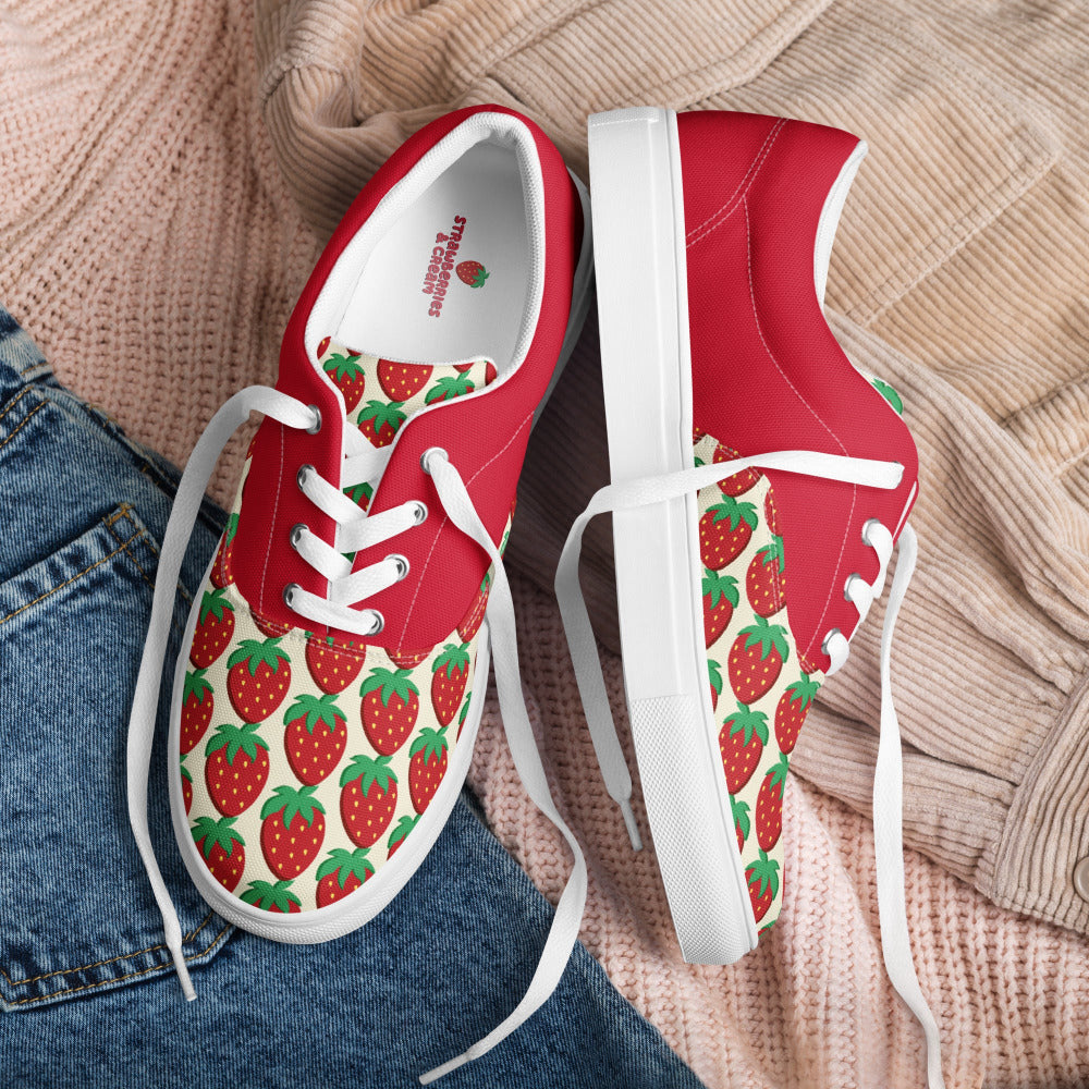 Strawberries And Cream Womens Canvas Sneakers - https://ascensionemporium.net