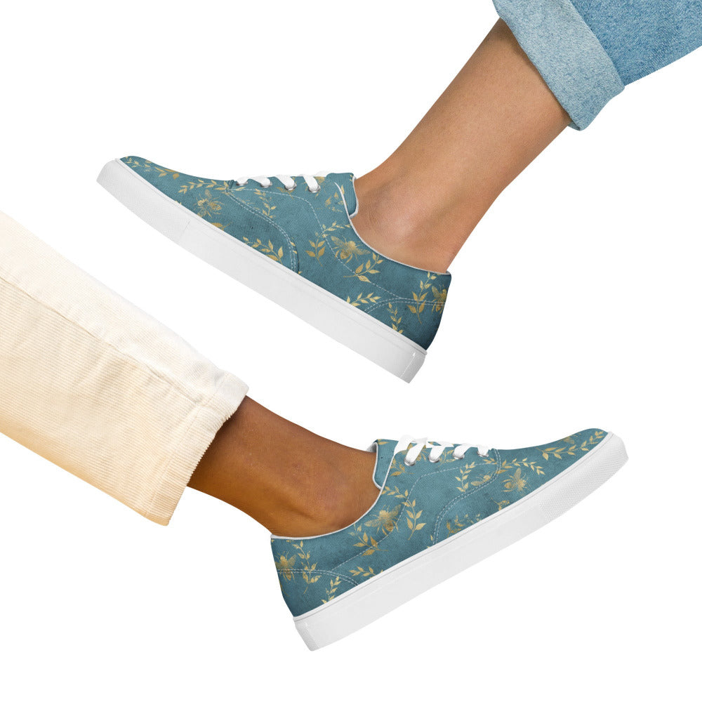 Glory Bee Women’s Canvas Sneakers - Aqua Blue Color - https://ascensionemporium.net