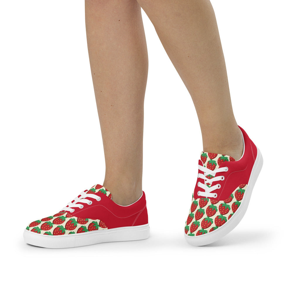 Strawberries And Cream Womens Canvas Sneakers - https://ascensionemporium.net