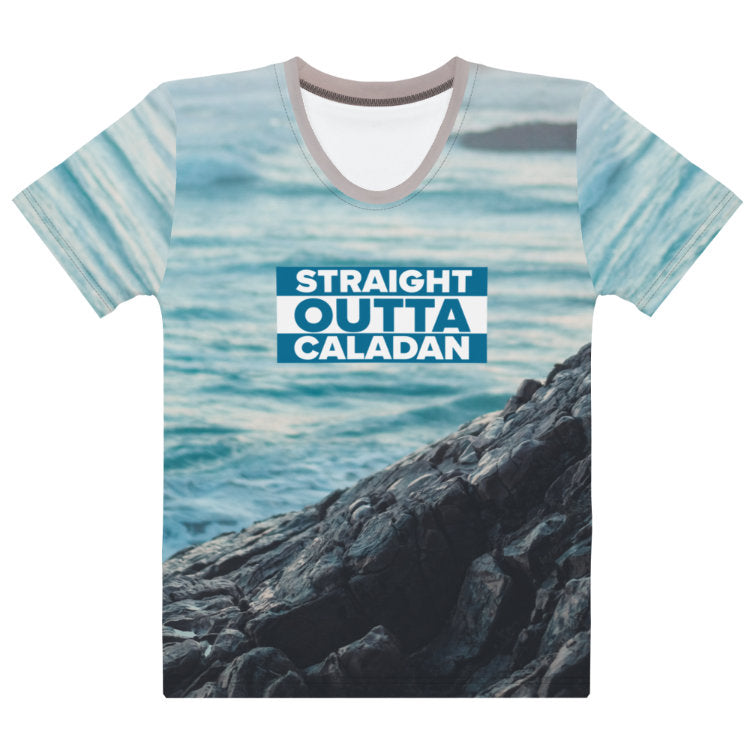 Dune — Straight Outta Caladan Women's All-Over Print T-Shirt — Front View by https://ascensionemporium.net