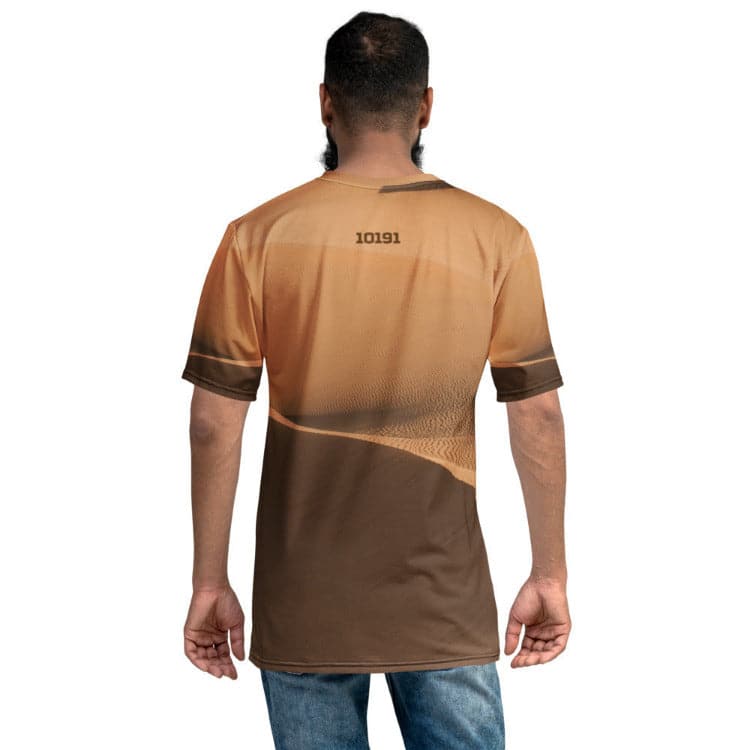 Dune — Straight Outta Arrakis Men's All-Over Print T-Shirt With Model Back View by https://ascensionemporium.net