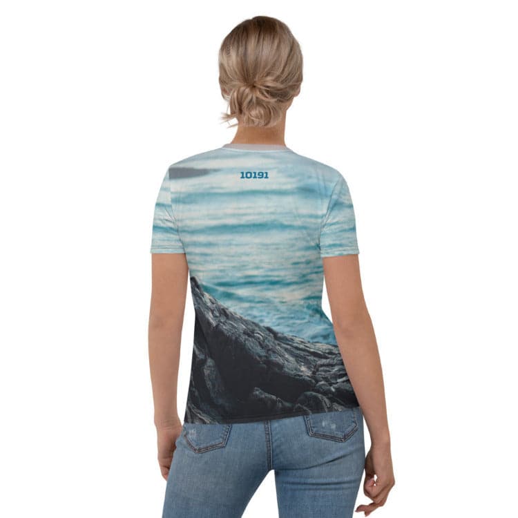 Dune — Straight Outta Caladan Women's All-Over Print T-Shirt With Model Back View by https://ascensionemporium.net
