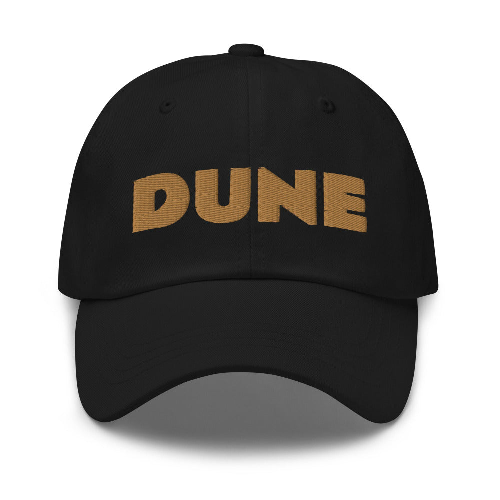 Dune Black Adjustable Cap with Gold Stitch Embroidery Front - https://ascensionemporium.net