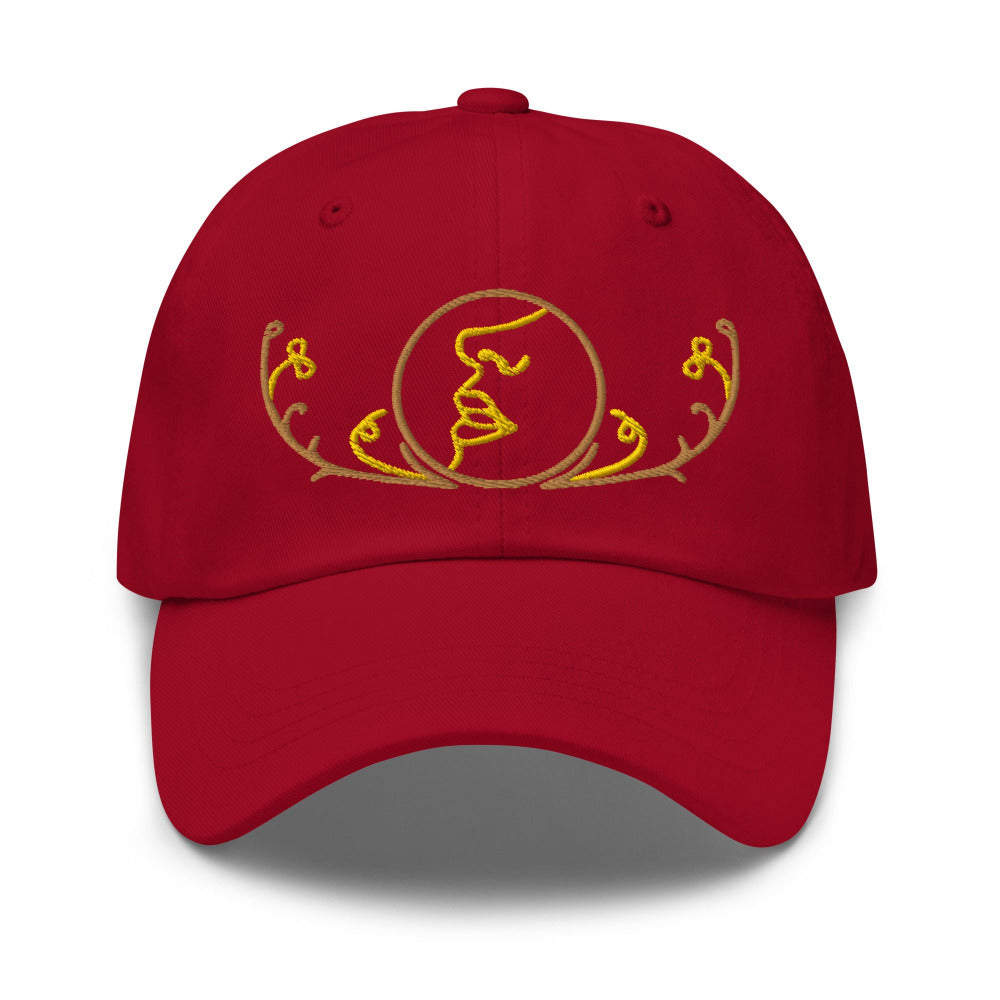 Dune Bene Gesserit Adjustable Cap with Gold Stitch Embroidery - Cranberry Color - https://ascensionemporium.net