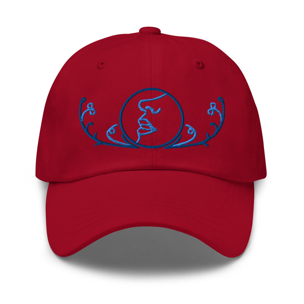 Dune Bene Gesserit Adjustable Cap with Blue Stitch Embroidery - Cranberry Color - https://ascensionemporium.net