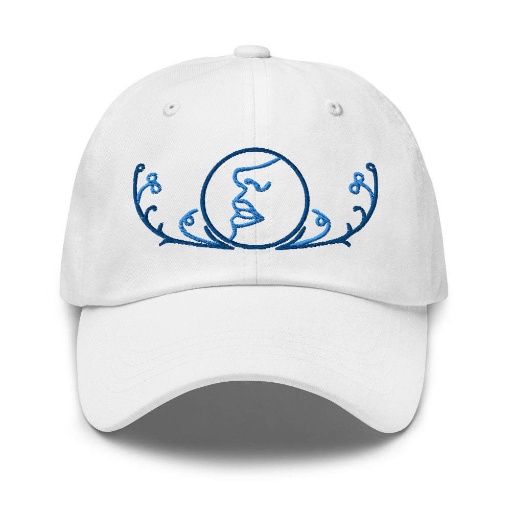 Dune Bene Gesserit Adjustable Cap with Blue Stitch Embroidery - White Color - https://ascensionemporium.net