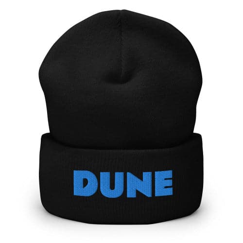 Dune - Cuffed Beanie with Blue Stitch Embroidery by https://ascensionemporium.net