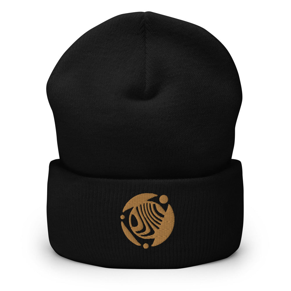 Dune - Ancient Arrakis With Moons Cuffed Beanie - Gold Embroidery - https://ascensionemporium.net