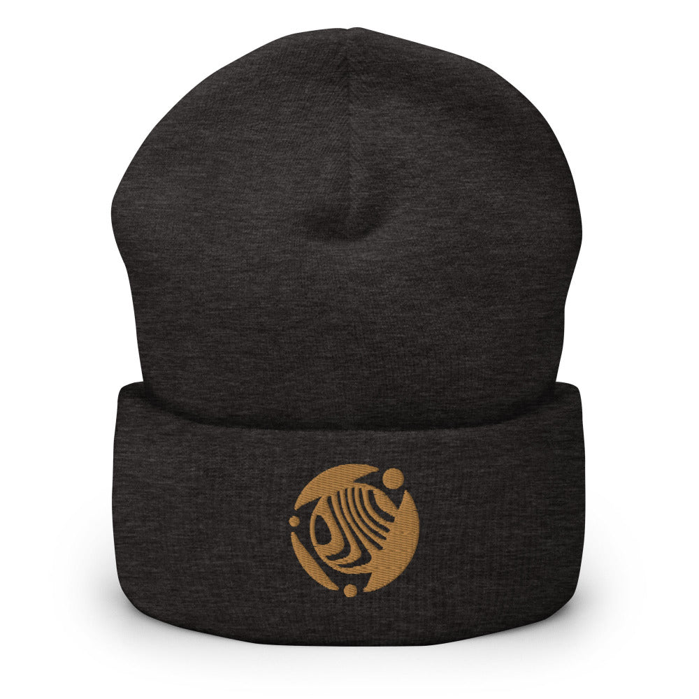 Dune - Ancient Arrakis With Moons Cuffed Beanie - Gold Embroidery - https://ascensionemporium.net
