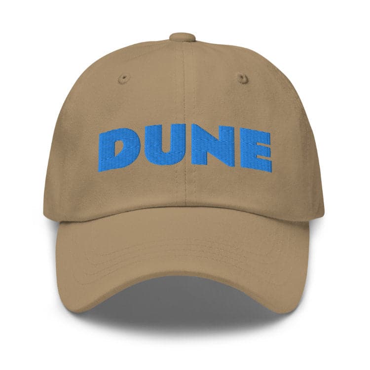 Dune Khaki Adjustable Cap with Blue Stitch Embroidery Front - https://ascensionemporium.net