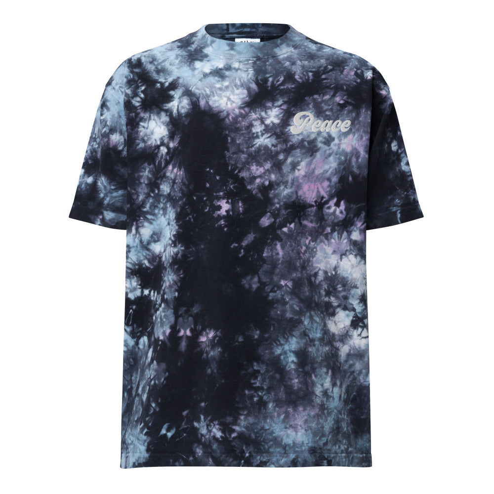 Peace Oversized Embroidered Tie-Dye T-Shirt - https://ascensionemporium.net