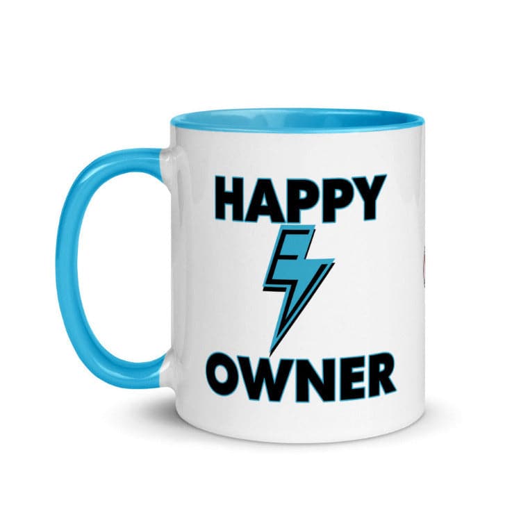Happy EV Owner Mug with Blue Color Inside And On Handle- Electric Vehicle Mug - Electric Car Mug - by https://ascensionemporium.net