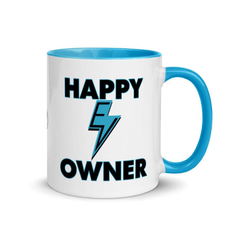 Happy EV Owner Mug with Blue Color Inside And On Handle- Electric Vehicle Mug - Electric Car Mug - by https://ascensionemporium.net