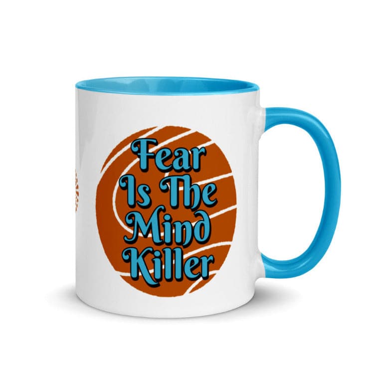 Dune - I Must Not Fear, Fear Is The Mind Killer Mug with Blue Color Inside And On Handle by https://ascensionemporium.net