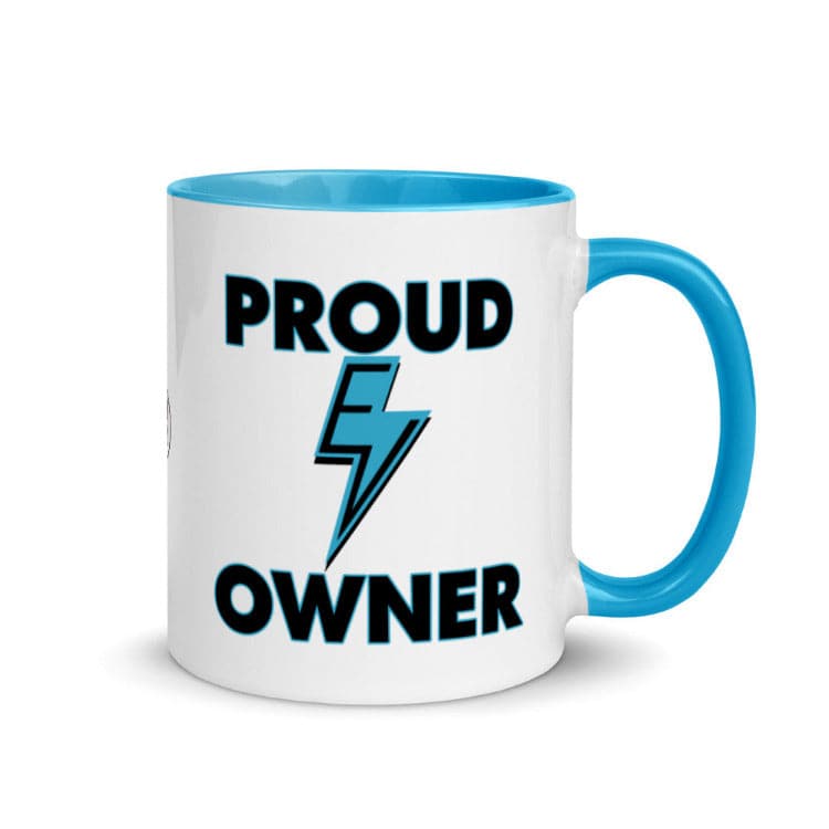 Proud EV Owner Mug with Blue Color Inside And On Handle- Electric Vehicle Mug - Electric Car Mug - by https://ascensionemporium.net